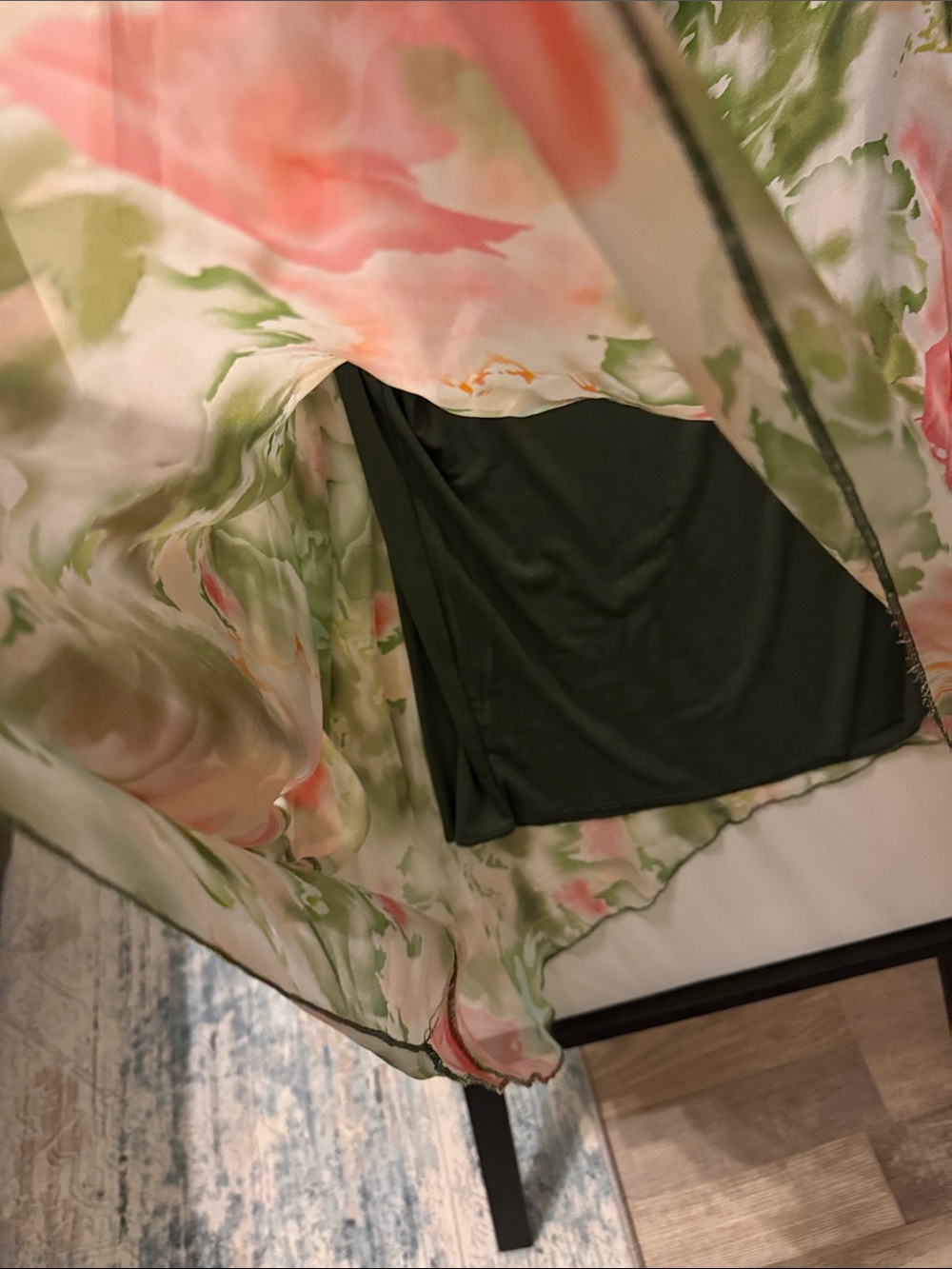 Lightweight Floral Watercolor Blouse - Green Multicolor - Picture 4 of 6